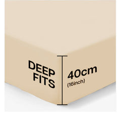 4B 40CM Extra Deep Fitted Sheets with All Around Elastic, Secure Fit for Thick & Pillow Top Mattresses, Wrinkle Resistant Bedding for Everyday Use, Easy Wash & Quick Dry, Smooth Finish for Modern Bedrooms, Durable Long Lasting Mattress Cover, Multiple Siz