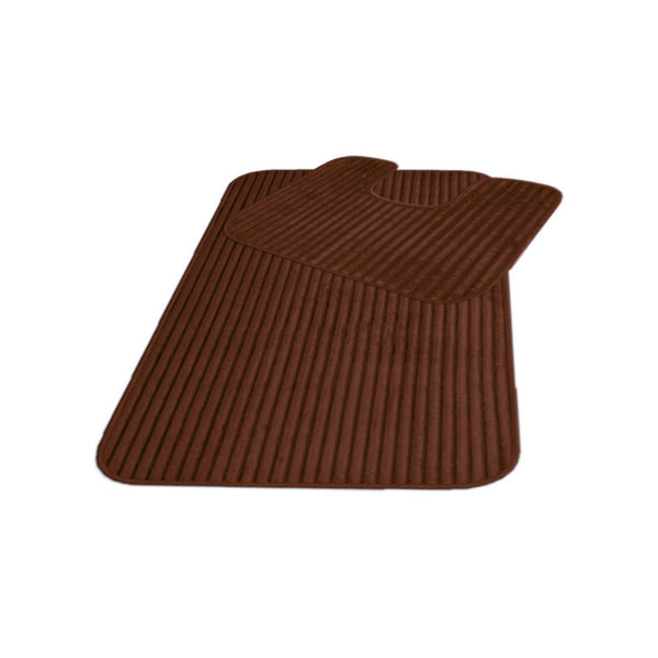 2 Piece VERTICAL Bath Mat Set Extra Soft Easy Care Plush Bath Rug + Toilet Mats Super Absorbent Non Slip Bathmat for Bathroom Toilet Shower
