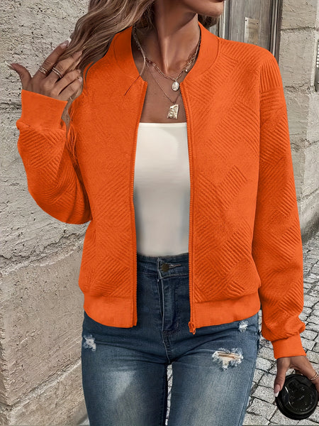 Solid Color Casual Zip-Up Cardigan Jacket