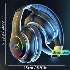Upgraded Wireless Headphones with Deep Bass, Built-in Mic, Lightweight Foldable Design, 3.5mm Audio Jack, Stereo Sound for Travel, Work, Laptops, and Mobile Devices - iOS Gaming Headset, Ideal Christmas Gift, Headphone Hearing Experience