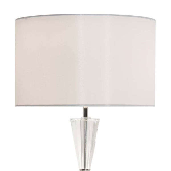Risha Crystal Table Lamp with Ivory Faux Silk Shade