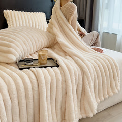 Luxurious Faux Rabbit Fur Throw Blanket