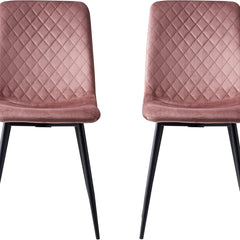 mcc direct Set of 2 Designer Velvet Chairs Fabric Dining Chairs with Metal Legs-Lexi Chairs