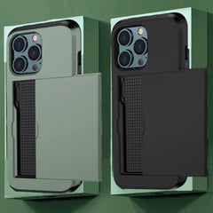 Case For iPhone 15 Pro Max 15 Plus 14 Pro 13 12 11 Pro Wallet Card Holder Slide Slot Slim Hard PC Heavy Duty Protective Covers