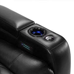 Valencia Tuscany Black Leather Power Reclining Home Theatre Sofa