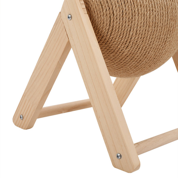 Sisal Ball Cat Scratching Board, Cat Hole Design, Triangular Support Board, Wear-Resistant Cat Scratching Ball Can Be Rotated, Cat Scratching Ball,Relief of Boredom Toys, Natural Wood