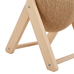 Sisal Ball Cat Scratching Board, Cat Hole Design, Triangular Support Board, Wear-Resistant Cat Scratching Ball Can Be Rotated, Cat Scratching Ball,Relief of Boredom Toys, Natural Wood