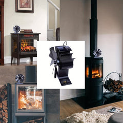 Heat-Powered Wood Stove Fan Compatible for wood/ pellet/ log burners - 8-Blade Portable Fireplace Fan with Temperature Reminder, Non-Electric Air Circulation System, Stove Top Fan for log burners & Fireplaces