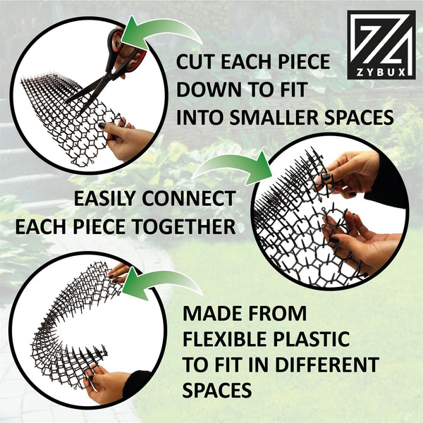 12pcs Garden Anti Cat Spike Mats, Plastic Spike Mat Cat Repellent, Protective Spike Mats for Protecting Garden Plants, Prevent Cats And Dogs from Digging Holes 49cm * 14cm * 2.7cm
