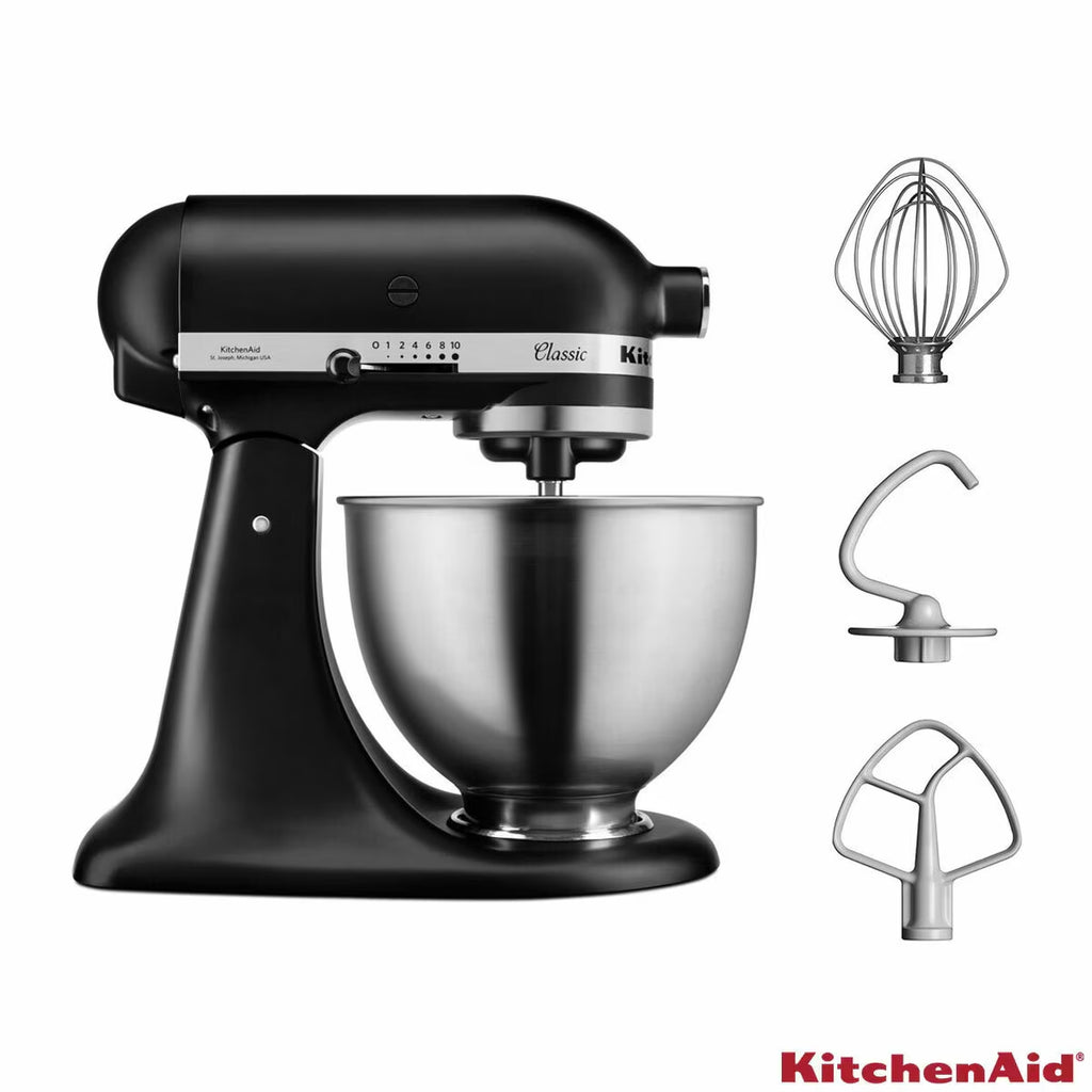 Kitchenaid Classic Stand Mixer 4.3L Stainless Steel Bowl, Matt Black, 5K45SSBBM