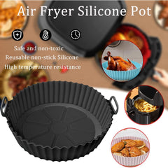 1pc Air Fryer Liners, Black Air Fryer Silicone Liners, Extra Strong Silicone Air Fryer Liners, Basket Air Fryer Accessories