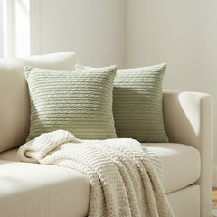 Set of 2 Luxury Corduroy Throw Pillow with Pillow Inserts, 18