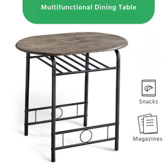 Costoffs 3 Piece Dining Table Set Modern Kitchen Table Set Space Saving Table and 2 Chairs Set with Steel Legs/Storage Rack for Kitchens/Balconies/Bedrooms/Apartments/Cafés, Natural/Drift Brown/White
