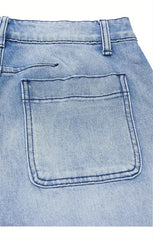 DD Women's 2026 New Stretchy Loose Cropped Jeans, Washed Blue Barrel Denim Trousers, Street Style Ladies' Outfit, Mid-waisted Pantalones with Pockets, 4 Seasons Weared Tummy Control Mom Pants Wide Leg Boyfriend Casual Pants for Travel Work and Office