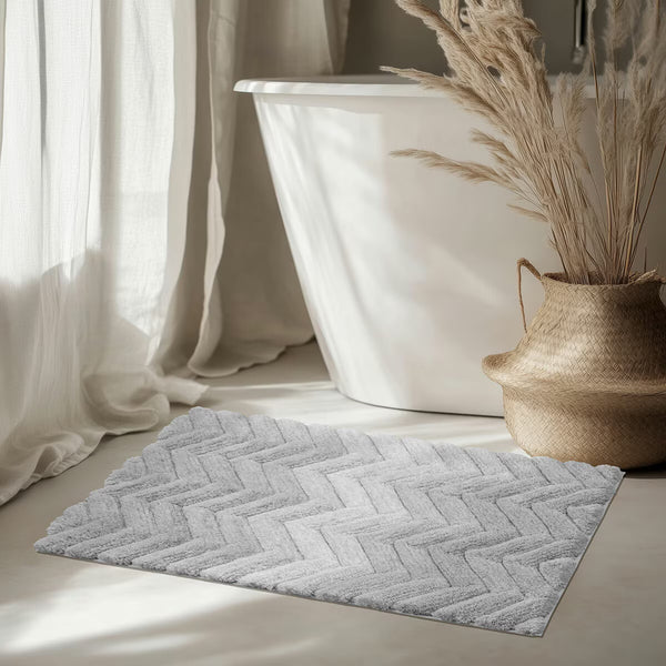 Riviera Home Chevron Grey Ombre Bath Mat, 55 X 91 Cm