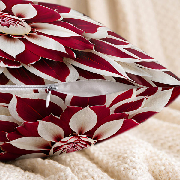 2pcs Red and White Floral Pillow Cover, Made of Soft Polyester Material, 18x18 Inches Double-sided Printing, Modern Art Style, Machine Washable Zipper Closure, Suitable for Living Room and Bedroom Decoration (excluding Inner Core)