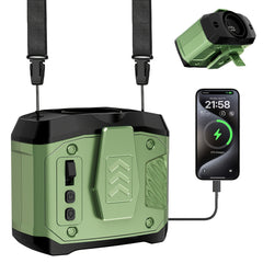 7W Brushless Turbo Dual Motor Waist Fan, 100-Speed Levels, 6000mAh Rechargeable with Phone Charging, LED Display, Flashlight, Desktop Stand & Lanyard, Multiple Wearing Modes for Outdoor Camping Hiking Fishing