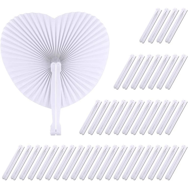 10pcs Set of Vibrant Heart-Shaped Folding Handheld Paper Fans with Silvery Plastic Handles - Perfect for Birthday Parties, Weddings, And Gifts, Craft