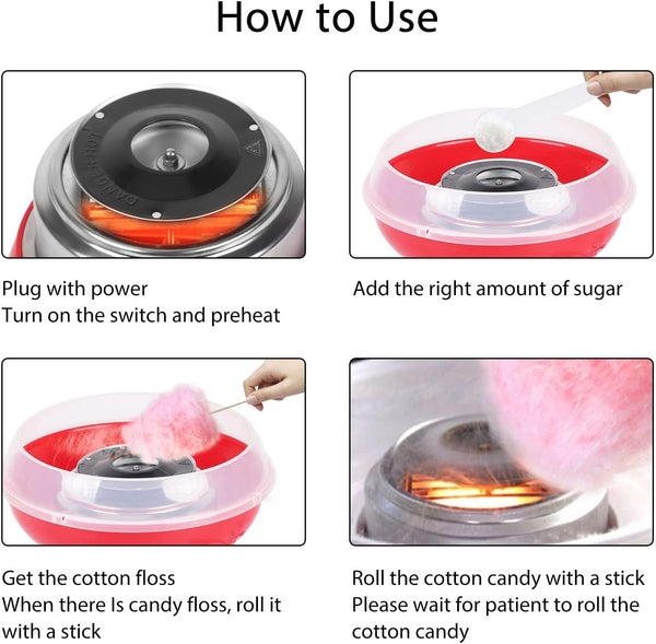 Holdfiturn Candy Floss Machine Professional Automatic Candy Floss Maker Machine round Cotton Sugar Machine Kit for Birthday Parties Children'S Day Christmas Day and Wedding Party (Red)