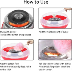 Holdfiturn Candy Floss Machine Professional Automatic Candy Floss Maker Machine round Cotton Sugar Machine Kit for Birthday Parties Children'S Day Christmas Day and Wedding Party (Red)