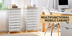 KINGRACK Heavy-Duty Rolling Storage Cart with 8 Drawers & Tabletop - Stackable Mobile Organizer Trolley, Suitable for Home, Office, Bedroom, Classroom, Space-Saving with Assembly, Tabletop Shelf for Small Spaces, Storage Drawer Units