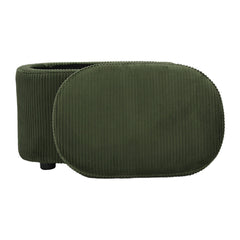 1pc Plush Teddy Round Upholstered Storage Ottoman Stool - 60x40x45cm Lidded Footrest with Hidden Storage Space | Multi-Functional Shoe Changing Bench for Living Room, Bedroom & Entryway | 3cm Black Plastic Legs (Green/White)
