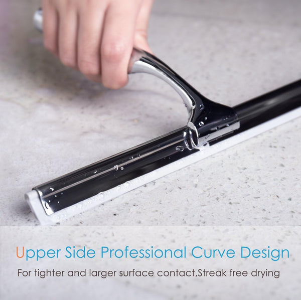 Ulinek Shower Window Squeegee, Stainless Steel Squeegee Shower Wiper Scraper Cleaner with Strong Storage Hook for Bathroom Floor Kitchen Wet Room Mirror Car Window Glass Cleaning