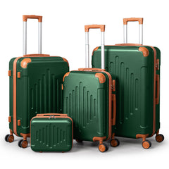 4/5pcs Hard Shell Luggage Set, Expandable & Lightweight Hardside Suitcase With 360° Spinner Wheels (12, 16, 20, 24, 28 Inch) - Stylish White Paired With Brown Luggage