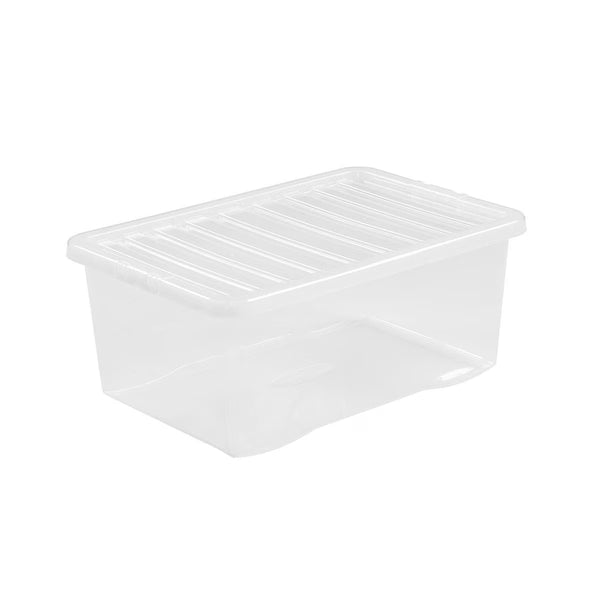 Wham 45L Crystal Clear Plastic Box and Lid- 5 Pack
