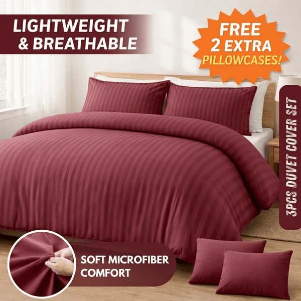 3pcs Lightweight Stripe Duvet Cover Set – Soft Breathable Microfiber Bedding Set, Cool Fresh Spring Summer Design, Easy Care, Includes 2 Free Pillowcases, All seasons use