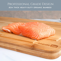 Homiu Premium Large Wooden Chopping Board, 45 x 30 x 2cm, Bamboo Cutting Board for Chopping Meat, Cheese, Vegetables, Multipurpose Wooden Kitchen Cutting Board, Worktop Protector & Serving Platter