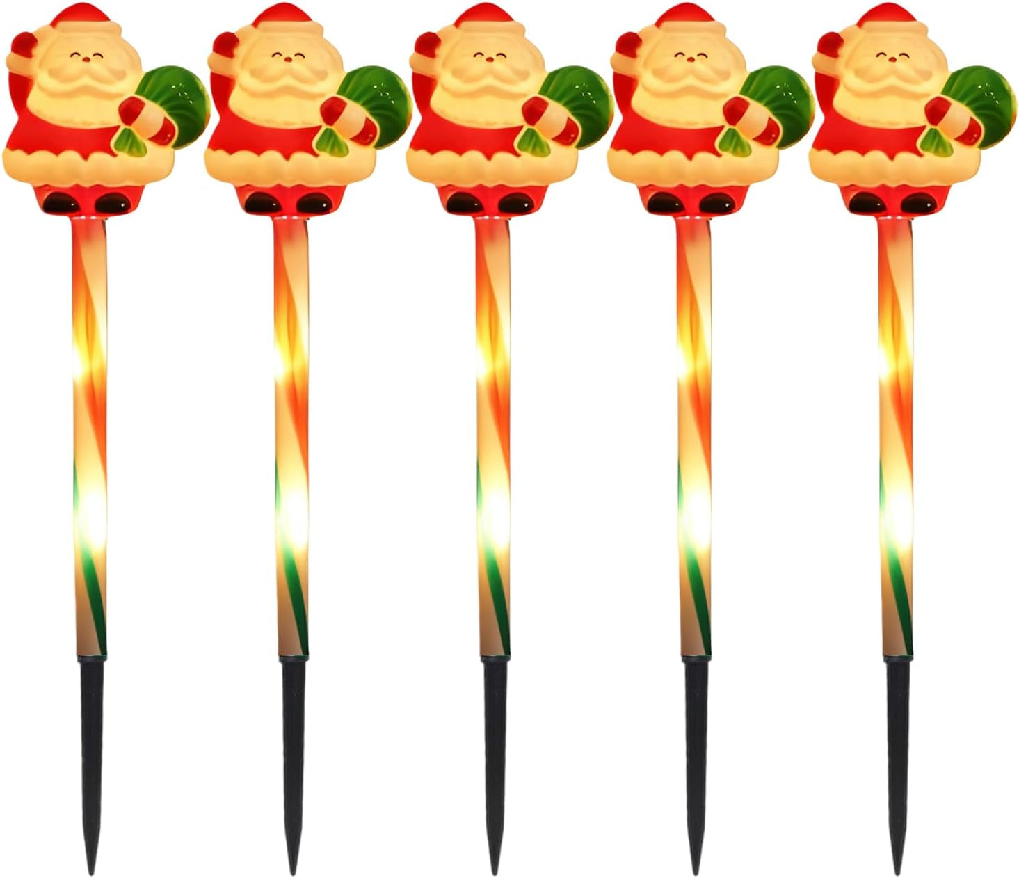 Solar Christmas Decorations - 5 Pieces Waterproof LED Ambient Lighting, 41 X 4 X 4 Cm Snowman Santa Solar Christmas String Lights for Garden Lawn Patio Pathway Home Bedroom Living Room Party