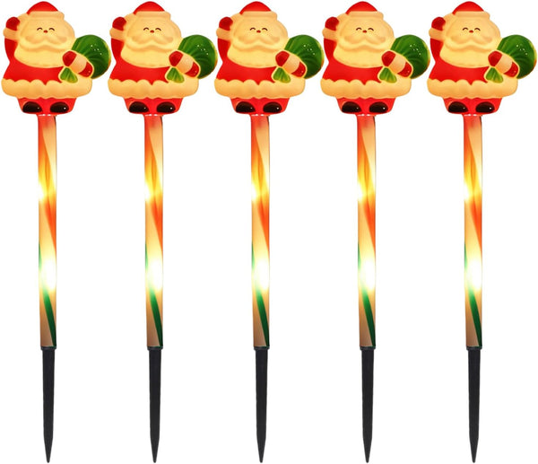 Solar Christmas Decorations - 5 Pieces Waterproof LED Ambient Lighting, 41 X 4 X 4 Cm Snowman Santa Solar Christmas String Lights for Garden Lawn Patio Pathway Home Bedroom Living Room Party