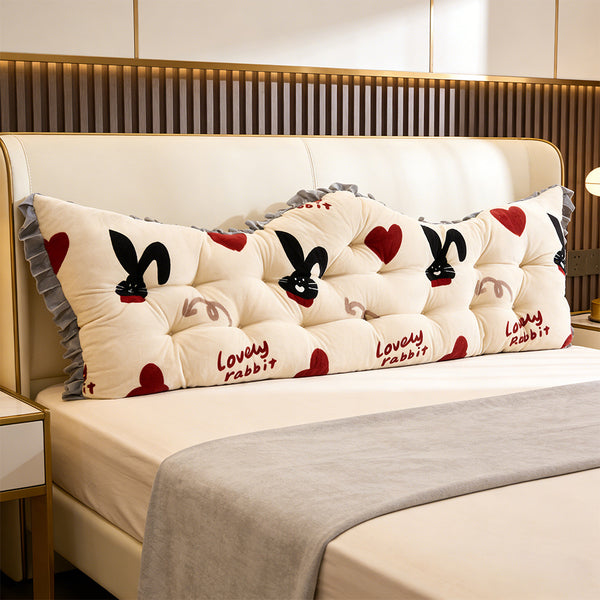 Luxurious Headboard Backrest Cushion with Ruffle Trim - Love Rabbit, Large Backrest Pillow, Princess-style Crown-Shaped Reading Cushion, Perfect for Bedroom/Sofa/Chair/Home Decor