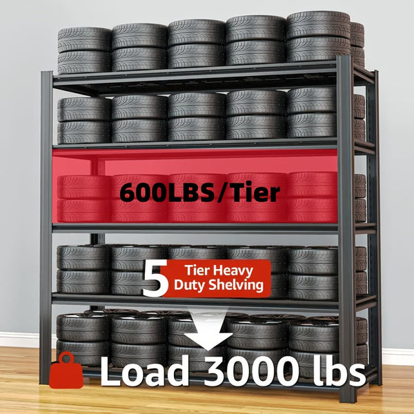 Heavy-Duty Shelving Unit Capable of Holding 1360.78 KG, Designed for Metal Shed Storage. Available in 3, 4, Or 5 Tiers, These Garage Shelves Are Perfect for Organizing Your Warehouse, Workshop, Standing Shelf