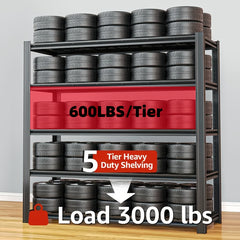 Heavy-Duty Shelving Unit Capable of Holding 1360.78 KG, Designed for Metal Shed Storage. Available in 3, 4, Or 5 Tiers, These Garage Shelves Are Perfect for Organizing Your Warehouse, Workshop, Standing Shelf