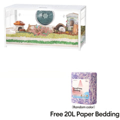 BUCATSTATE 65/80/100Cm (Free Random Color 20L Paper Bedding) Metal Hamster Cage 2.0 - Large Stackable Small Animal Habitat with Deep Burrow, Easy Assembly, for Dwarf And Syrian Hamsters, Guinea Pigs, Gerbils, Reptiles
