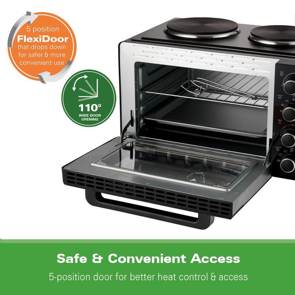 Mini Oven with Double Hotplate, 28L, by Hamilton Beach
