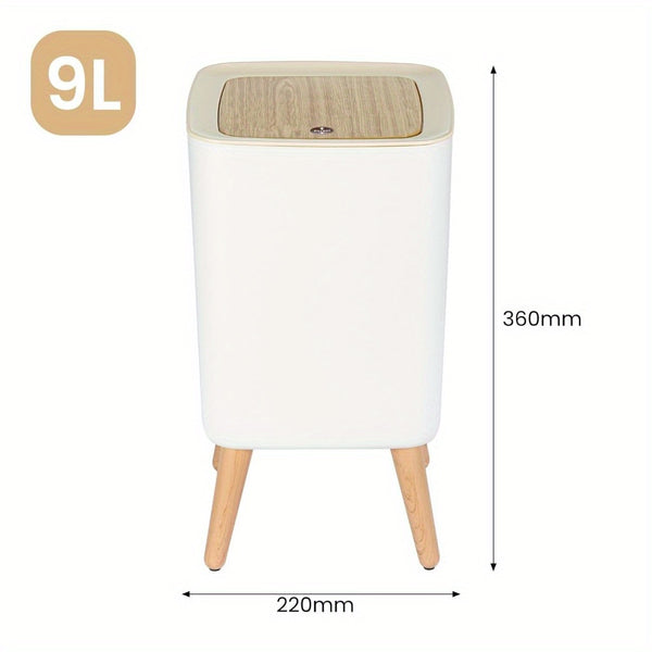 360x220mm 9L Trash Bin Bathroom Bins Garbage Bin with Press top Lid Nordic Modern Waste Bin Modern Waste Bin with Legs for Kitchen Bathroom Bedroom Office Outdoor Dog Proof