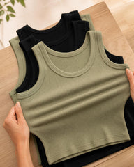 Women'S Sleeveless Ribbed Tank Top - Slim Fit Striped Longline Top for Layering or Casual Wear, Breathable Summer Shirt with Elegant Design, Hand Wash Only, Ladies Tank Tops