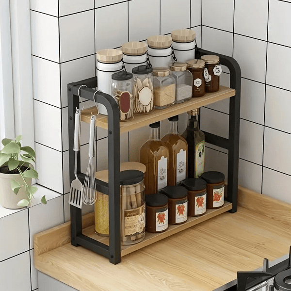1pc Stainless Steel Multi-Tier Storage Rack - Space-Saving Countertop Spice Shelf Suitable for Kitchen, Bathroom, And Bedroom, Kitchen Storage Rack