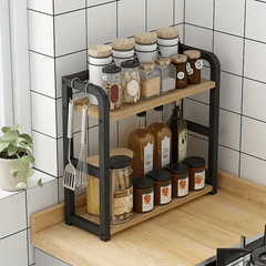 1pc Stainless Steel Multi-Tier Storage Rack - Space-Saving Countertop Spice Shelf Suitable for Kitchen, Bathroom, And Bedroom, Kitchen Storage Rack
