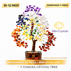 7 Chakra Crystal Tree of Life 10–12 Inch Handmade Gemstone Tree, Feng Shui Crystal Tree Home Decor Living Room Ornament, Crystal Gifts Birthday Gift for Women Housewarming Gift, Spiritual Desk Decoration Mini Crystal Guide Included