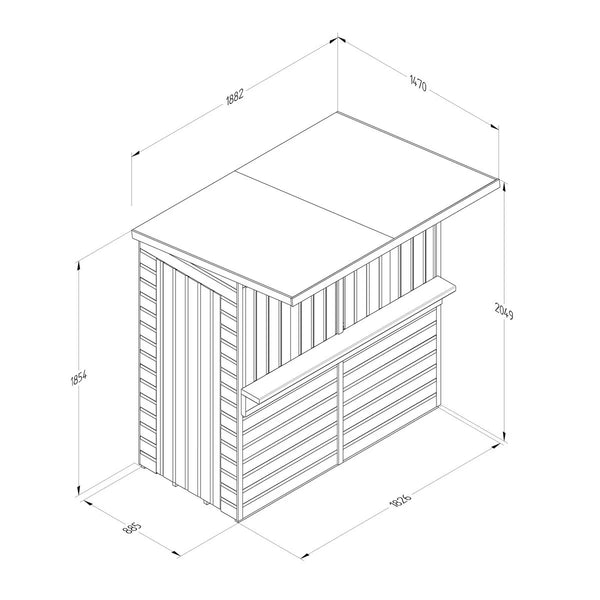 Forest Garden 6Ft X 3Ft (1.8 X 0.9M) Wooden Garden Bar Entertainment Shed