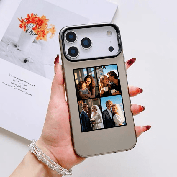 Phone Case: Custom Phone Case - Photo Grid (4-Slot) Design with Black Border, Personalized for iPhone 17/ 16/ 15/ 14/ 13/ 12/ 11 Pro Max/ Pro/ Plus, Perfect Creative Gift for Birthdays, Valentine's Day. iPhone 17 Pro Max Case, iPhone 16 Pro Max Case