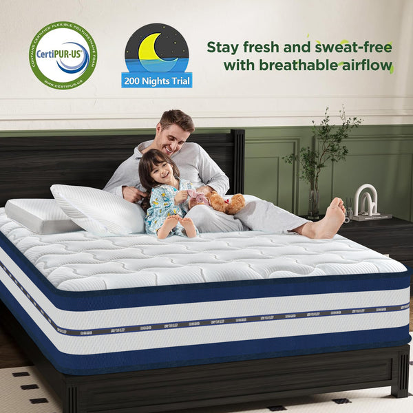 King Size Mattress (150x200x28cm/135x190x28cm) 2000+ Pocket Springs & Gel Memory Foam 7-Zone Ortho Support Reinforced Reduction Medium Firm Fits King Size Bedding 45cm Rolled Box (Christmas, Halloween Valentine's Day gifts), 200-Night Trial Christmas gift