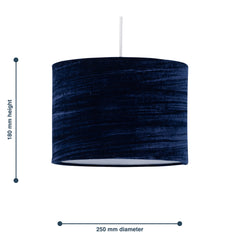 Navy Blue Crushed Velvet 25cm Pendant Light Shade