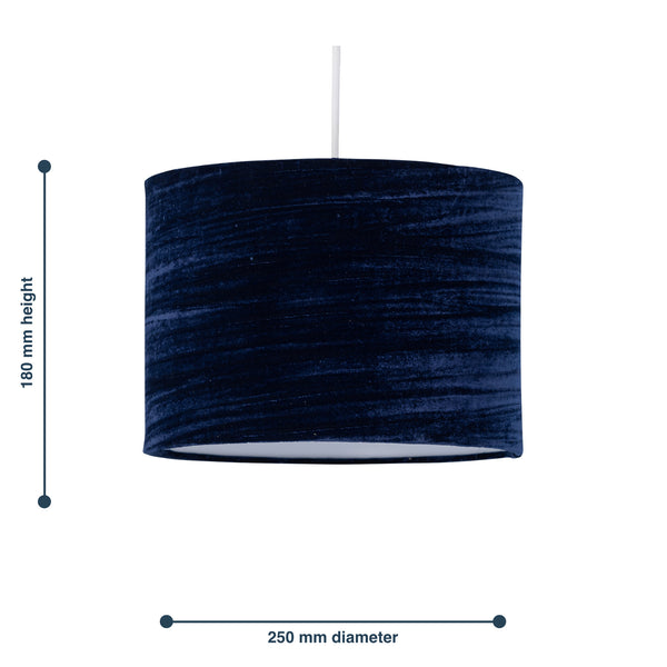 Navy Blue Crushed Velvet 25cm Pendant Light Shade