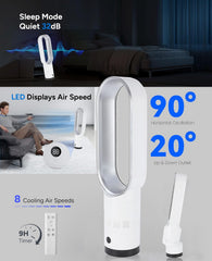 Bladeless Tower Fan with Air Purifier, 65Cm Quiet Tower Fan for Bedroom, Fans & Cooling, 80° Oscillation with Remote, 120Min Timer, Bladeless Fans for Bedroom Home Office (B-Grey)
