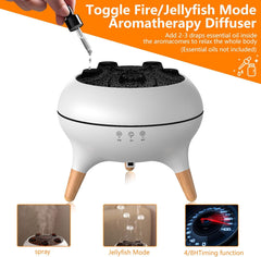 Essential Oil Diffuser for Bedroom, 250Ml Jellyfish Mist Flame Aromatherapy Air Humidifier, Aroma Diffuser with 8 Colour LED Lights, Timers, Waterless Auto Shut-Off